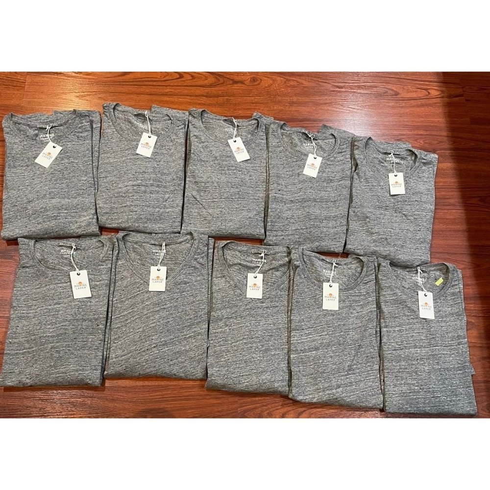 MARINE LAYER SHIRTS  V NECK TEE HEATHER GREY SZ LARGER